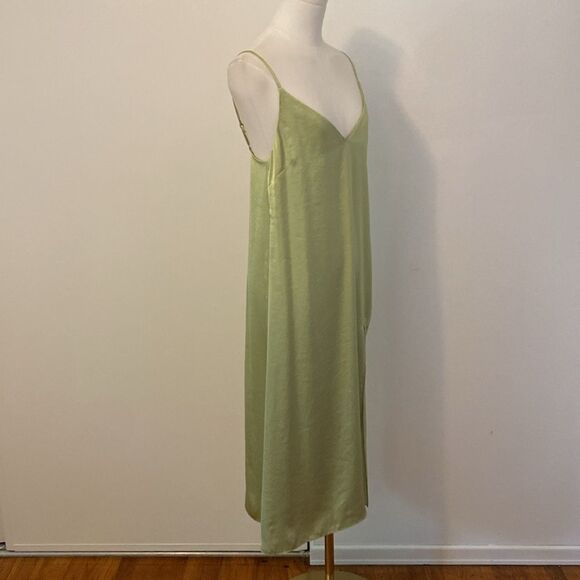 Aritzia Wilfred Satin Slip Dress with Thigh Slit in Light Green Size XS - Picture 5 of 13